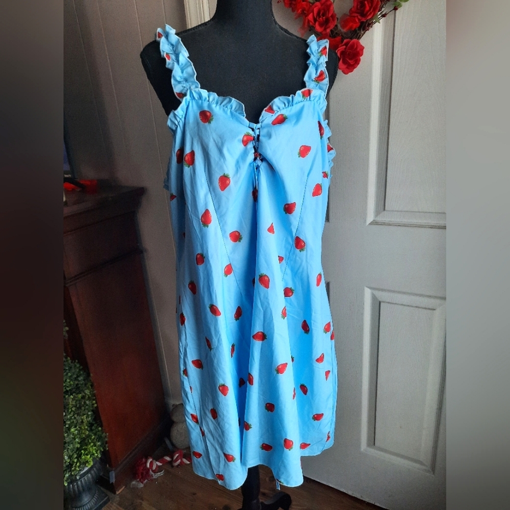 Blue Strawberry Dress SHEIN